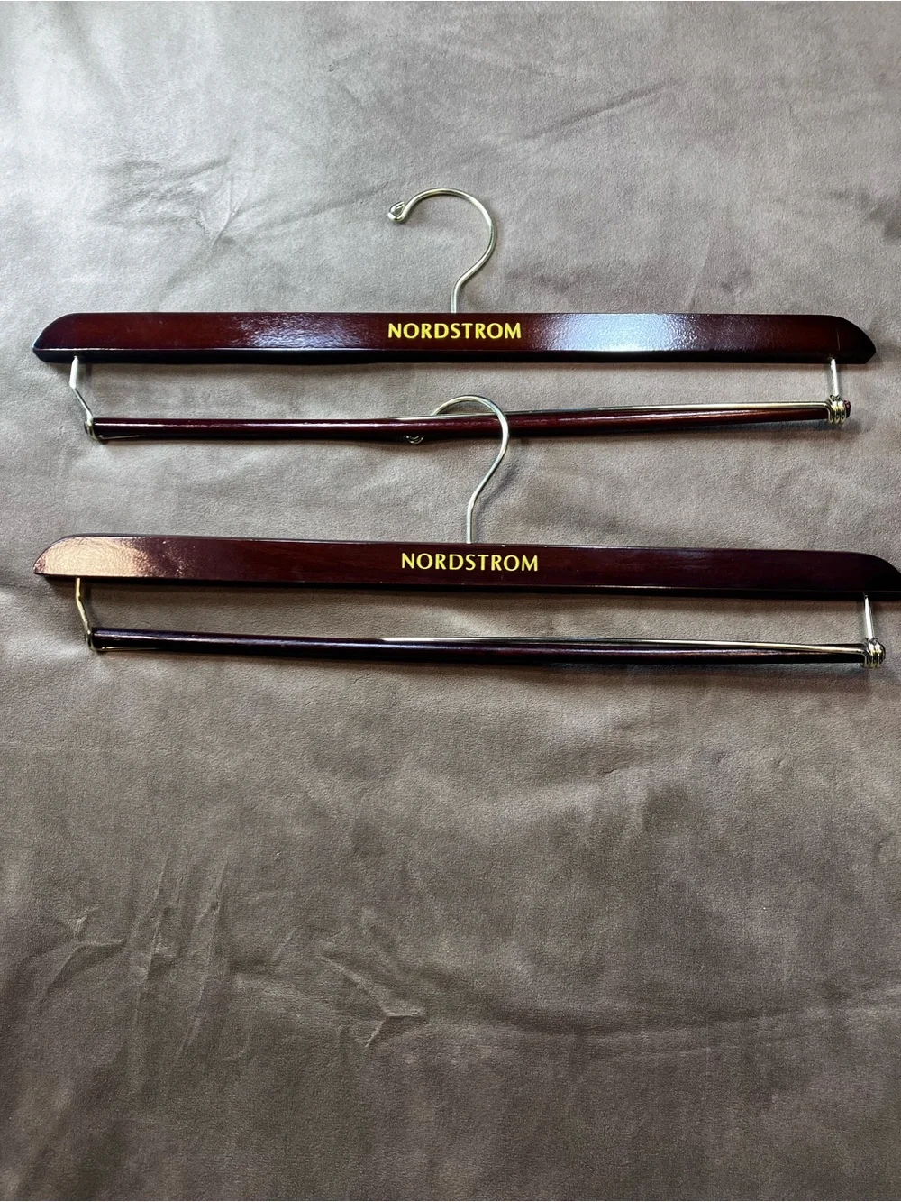 Nordstrom Mahogany Wooden Suit and Pant Hangers with Gold Logo